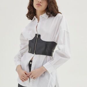 UO Zippered Faux Leather Wide Belt
